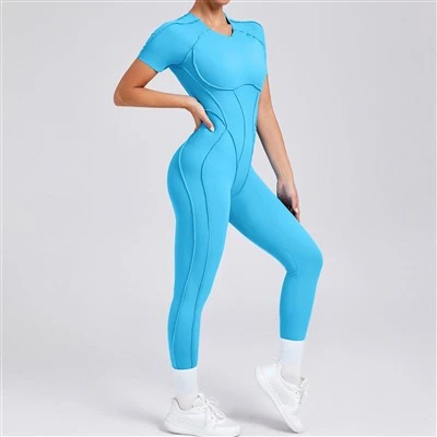 Bộ jumpsuit ngắn tay áo ngắn phù hợp với hình dạng với quần dài